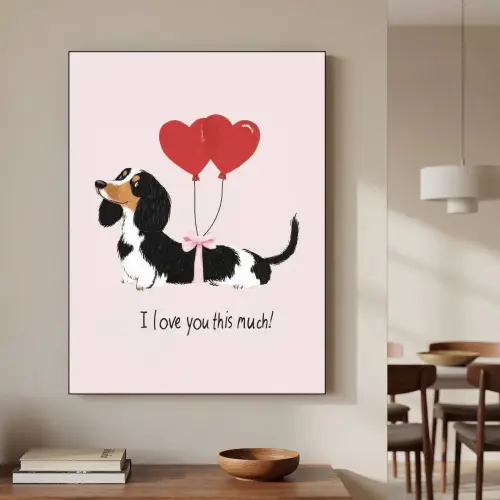 Hond - Teckel - Valentijn - Love Textielframe zwart klein -sfeer2