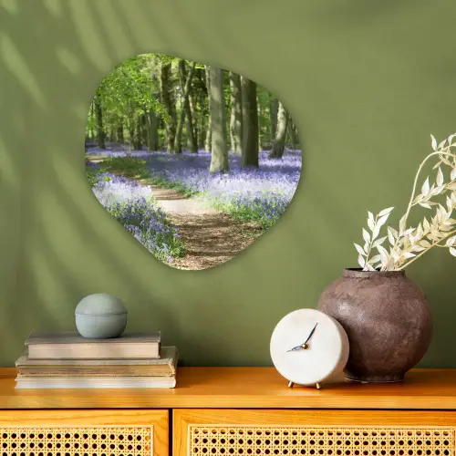 Bos - Pad - Bloemen - Paars - Groen - Natuur Wandcirkel Organisch Forex 3mm klein -sfeer2