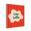 Ciao bella - Tekstwolk - Strepen - Oranje aluminium wit klein -3d