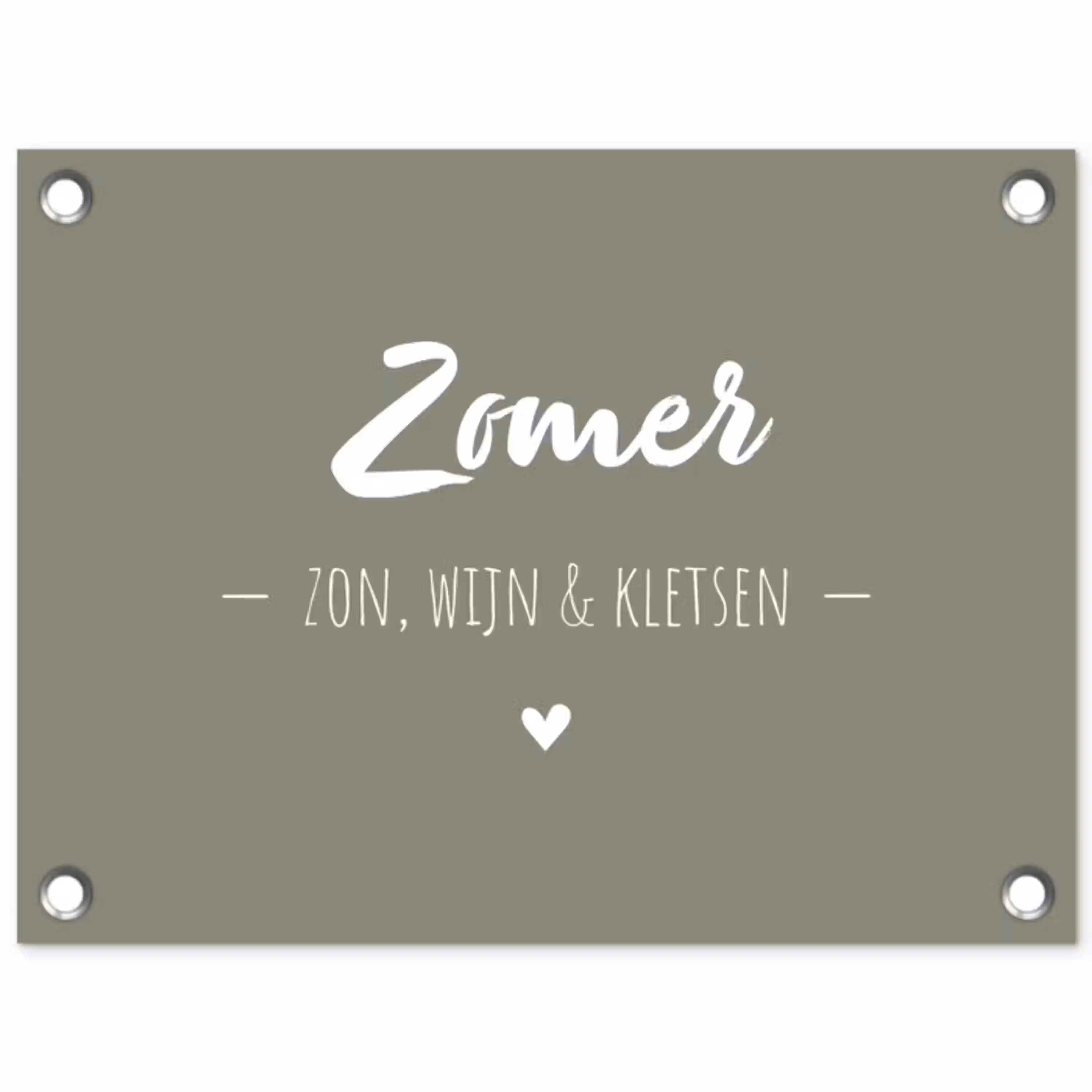 Quotes - Zomer, zon, wijn & kletsen - Tekst - Zomer tuinposter los doek klein -3d