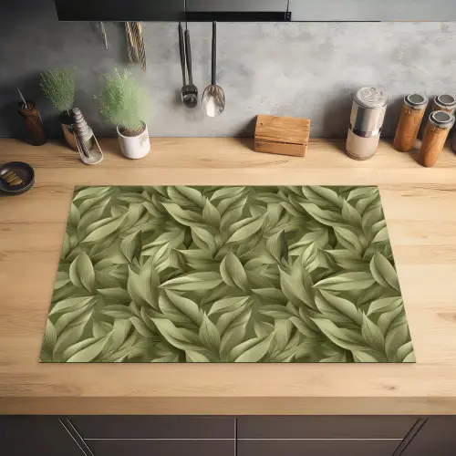 Bladeren - Modern - Groen Inductie beschermer vinyl 3mm klein 276 -sfeer5