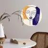 Minimalistisch - Gezicht - Hand - Oranje - Blauw Wandcirkel behangsticker klein -sfeer3