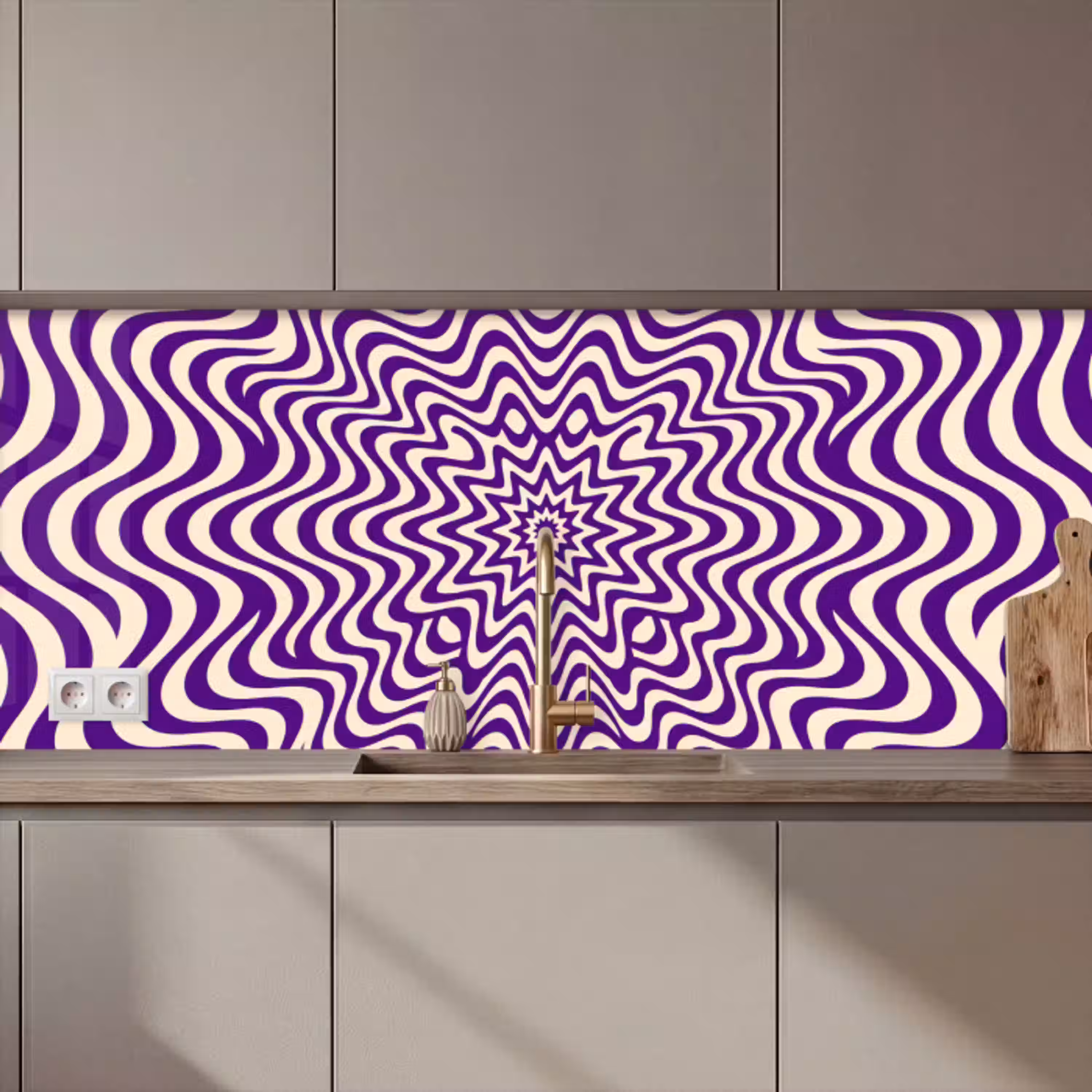 Abstract - Golven - Optisch - Modern - Paars keuken achterwand 2 middel zz_3dshopping