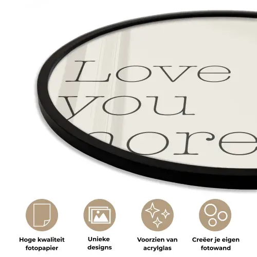 Minimalistisch - Love - Beige Fotolijst rond zonder passe partout klein -closeup_NL