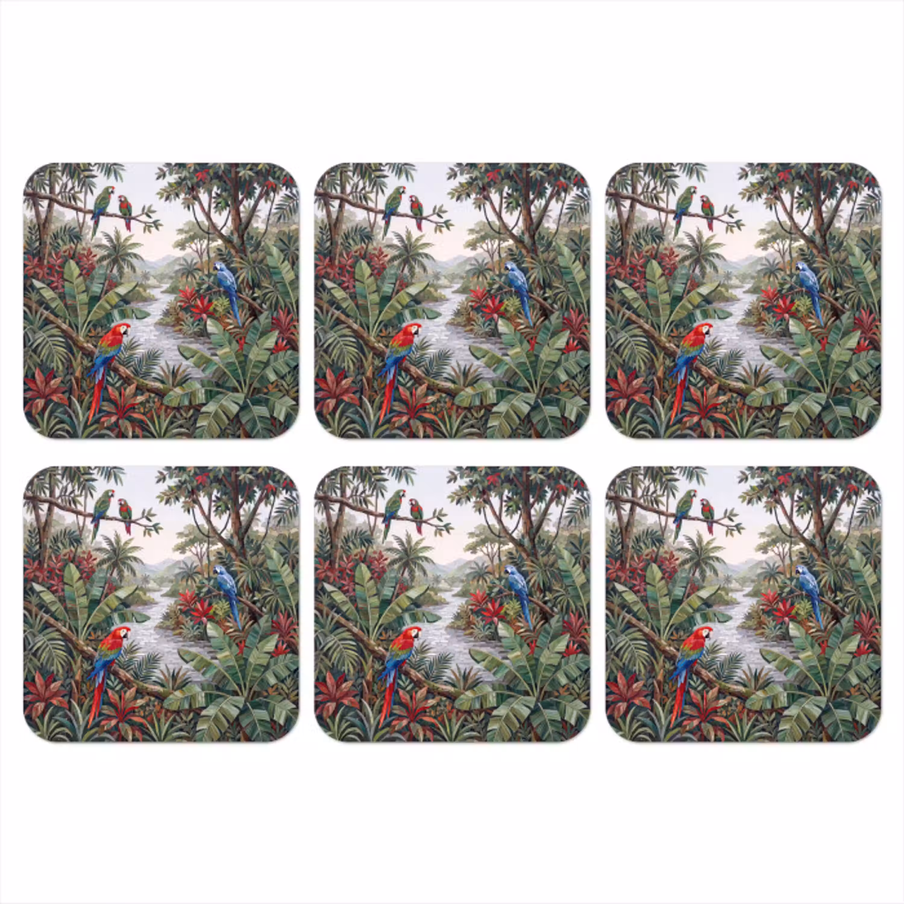 Vogel - Jungle - Natuur - Mozaïek - Groen onderzetter kurk middel -3d