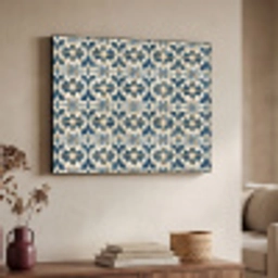 Tegel - Patroon - Blauw - Beige Textielframe zwart klein 947 -sfeer3