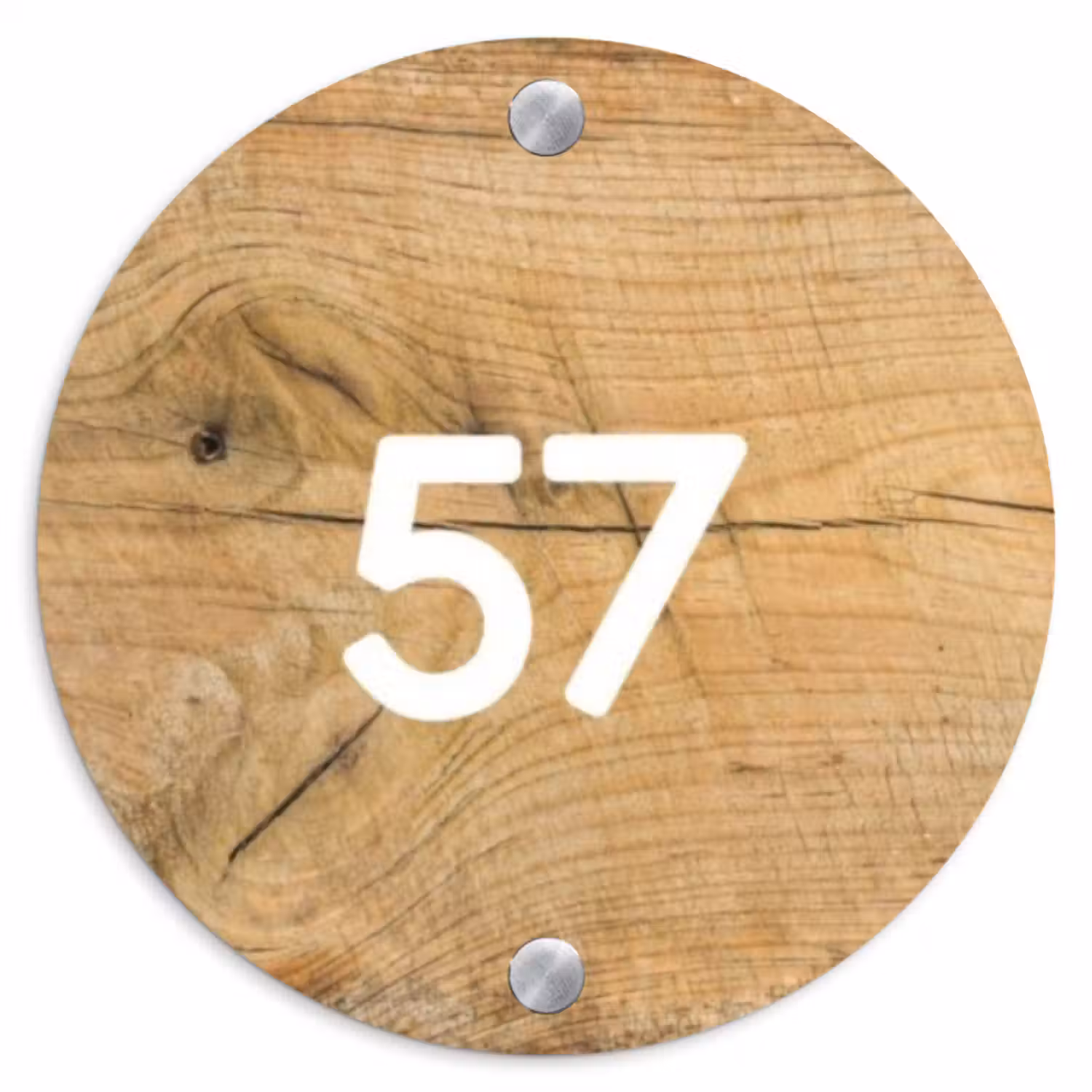 Naambordje voordeur - Rond - Hout - Traditioneel