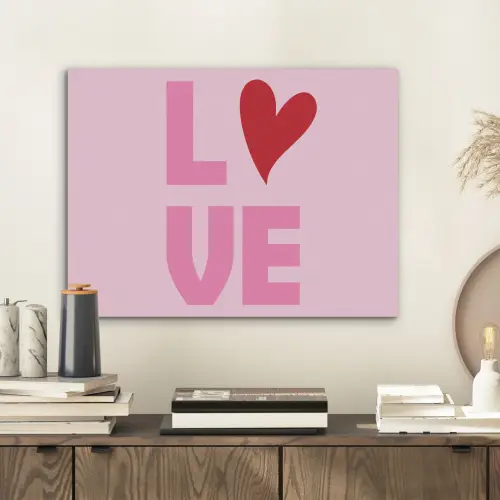 Love - Roze - Hart - Valentijn PET vilt klein -sfeer1