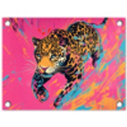 Luipaard - Roze - Oranje - Blauw - Verf tuinposter los doek klein -3d