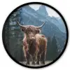 Schotse hooglander - Berg - Landschap - Bomen - Koe - Natuur Fotolijst rond zonder passe partout klein -3d