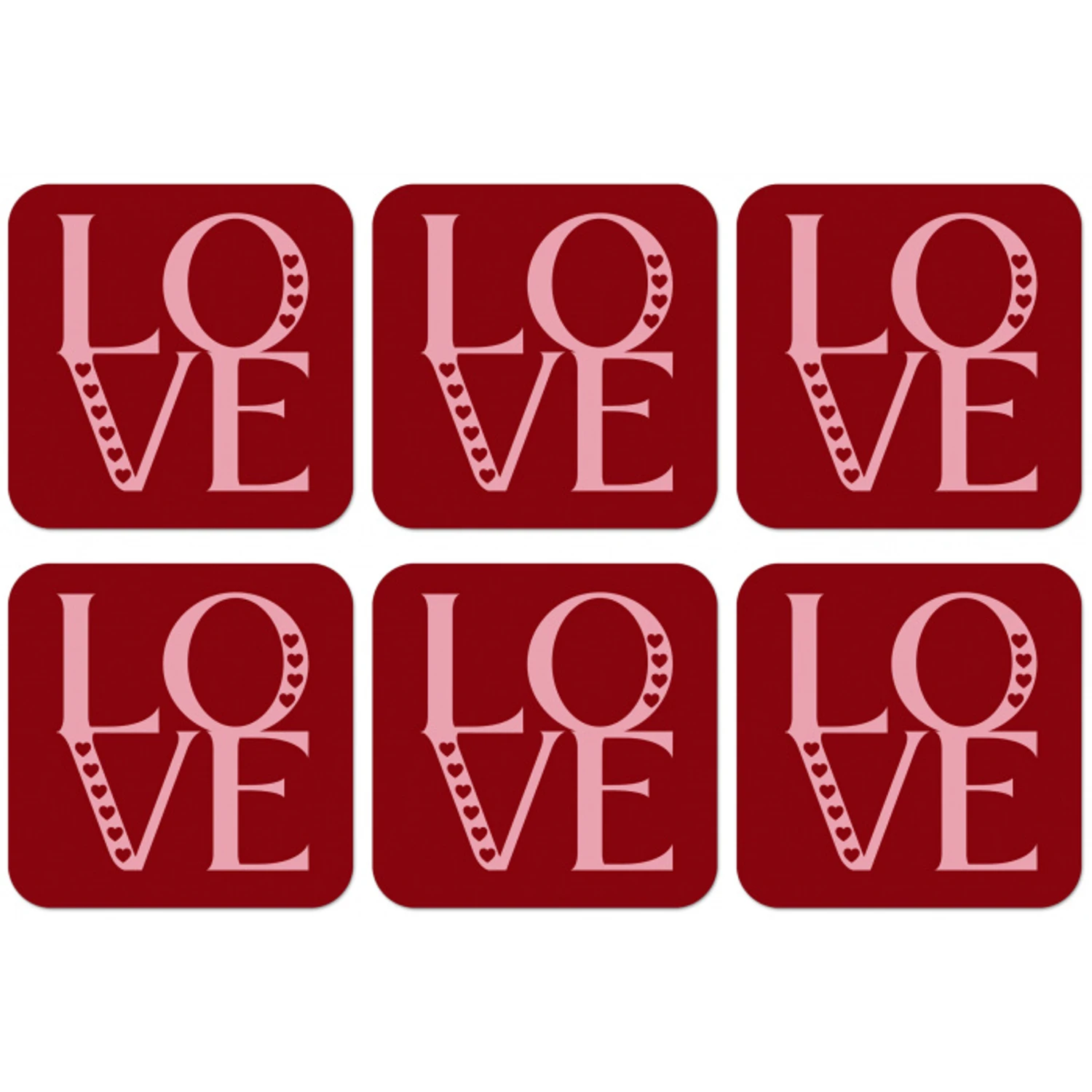Love - Rood - Hatjes onderzetter kurk middel -zkaufland3dotto