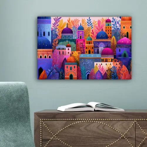 Kleurrijk paradijs - Levendig - Koepels canvas 2cm klein -sfeer4