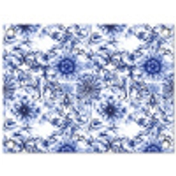 Bloemen - Blauw - Patroon - Wit tuinposter los doek klein 239 -3d