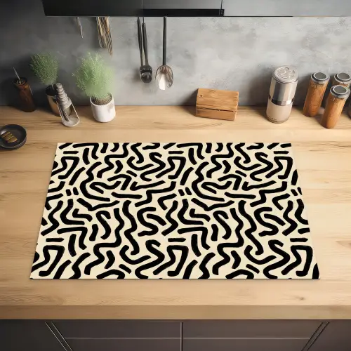 Abstract - Lijnen - Zwart Inductie beschermer vinyl 3mm klein 276 -sfeer5