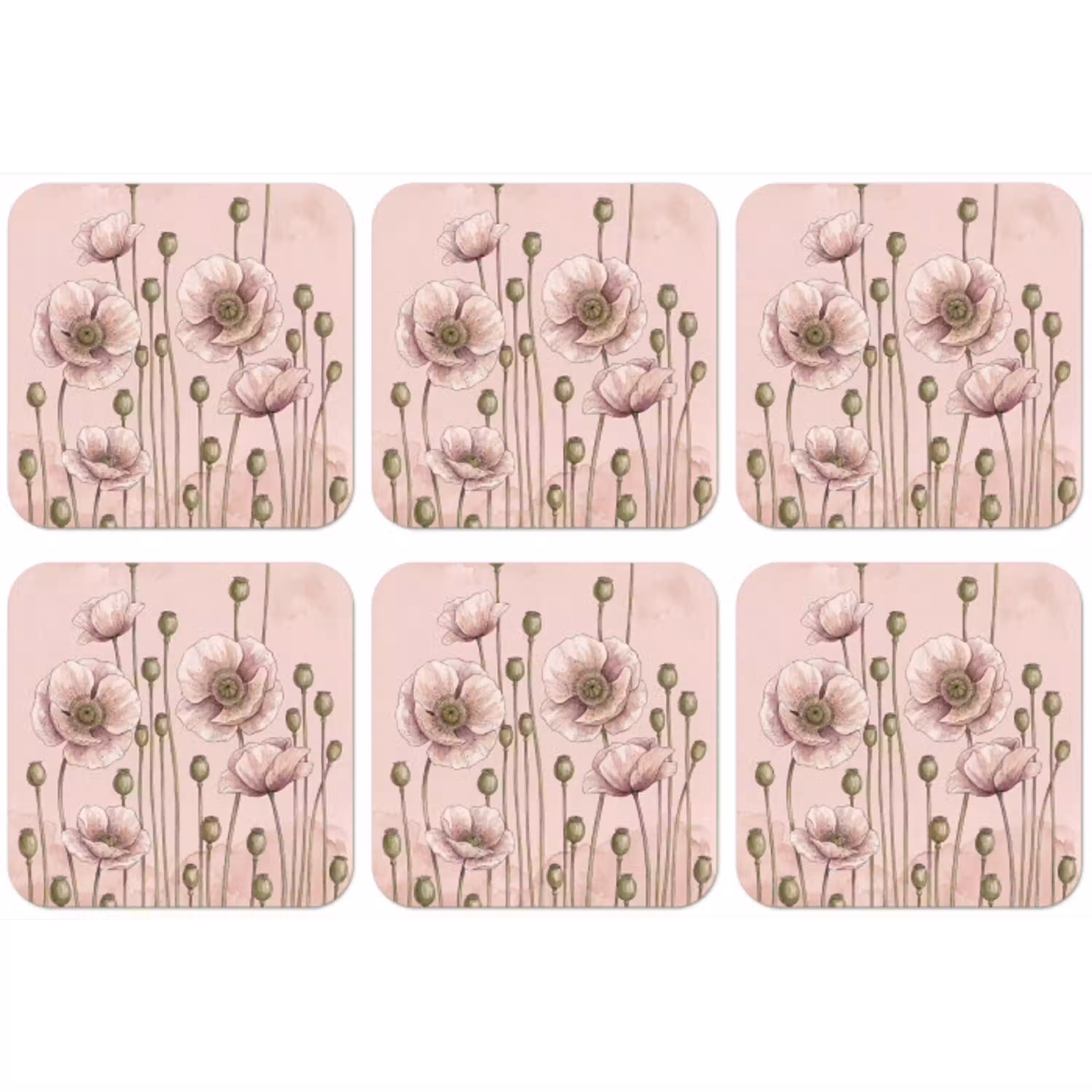 Bloemen - Zomer - Natuur - Aquarel - Roze onderzetter kurk middel -zkaufland3dotto