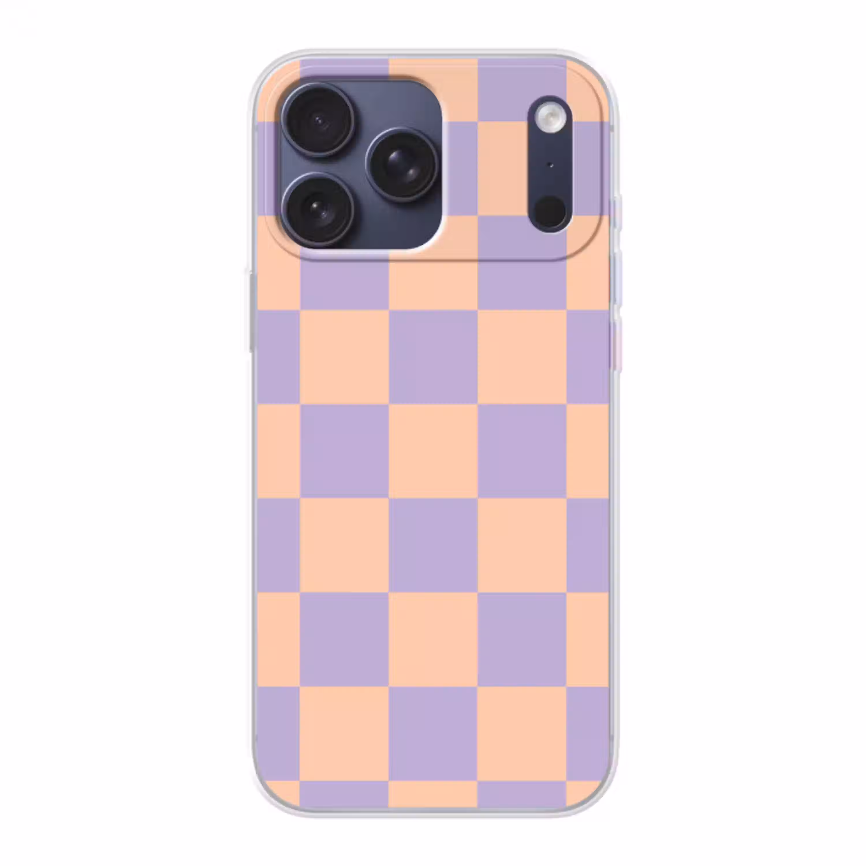 Schaakbord patroon - Paars - Roze - Blokjes Telefoonhoesje iPhone 17 Pro Max klein -3d