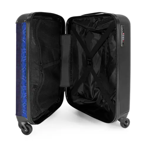 Donker blauw slangenhuid met symmetrische schubstructuur NBS - Handbagage koffer - Volwassenen Unisex middel -binnenkant