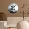 Schotse Hooglander - Spaghetti - Dieren - Zwart wit Wandcirkel behangsticker klein -sfeer1
