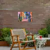 Geel - Blauw - Oranje - Huis Tuinposter op houten frame 2 cm dik klein -sfeer3