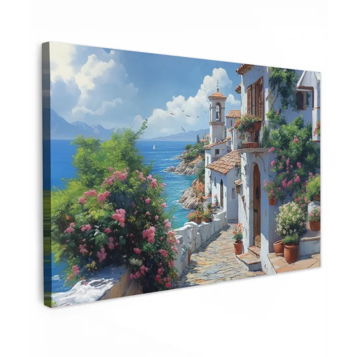 Huizen - Zee - Bomen - Bloemen canvas 2cm klein -z3d