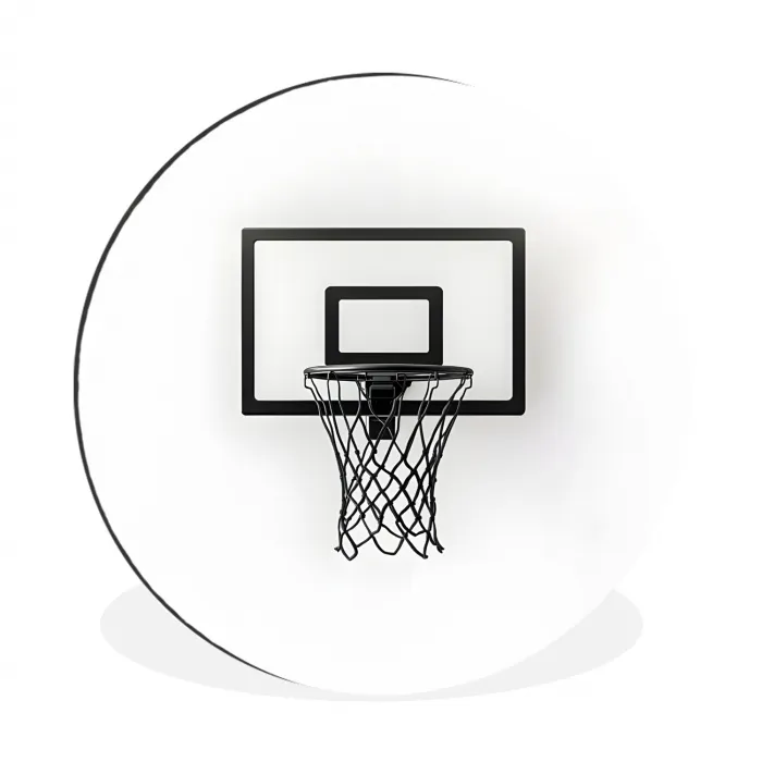 Basketbalbord - Minimalistisch - Zwart Wandcirkel aluminium klein -3d