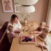 Luipaard - Bloemen - Roze Dienblad Rechthoek middel -sfeer4