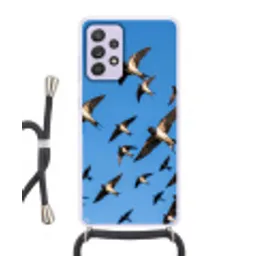 Zwaluwen - Vliegen - Blauw Hoesje Samsung Galaxy A52 5G met koord klein -3d