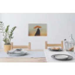 Minimalistisch - Silhouet - Oranje Muursticker klein -eettafel