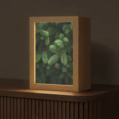 Sparrentakken - Knoppen - Naalden - Groen Light Box met kabel (Tafellamp) klein -z3d_website