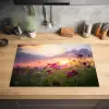 Bloemen - Roze - Zonsondergang - Natuur - Weide - Horizon Inductie beschermer vinyl 3mm klein -sfeer5
