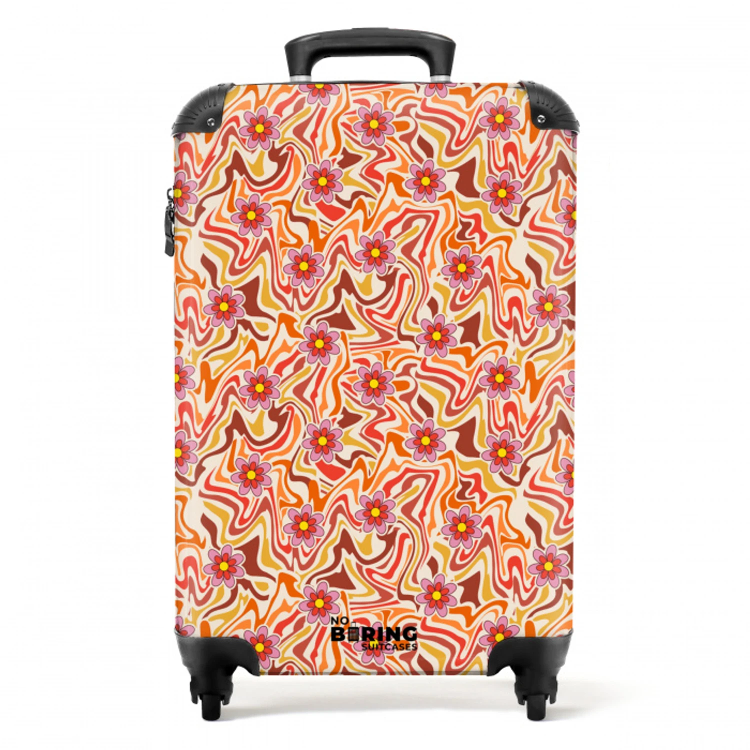 Retro disco 70s bloem patroon kleurrijk NBS - Handbagage koffer - Volwassenen Unisex middel -productfoto_recht