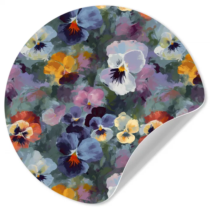 Pastel - Viooltjes - Groen - Patroon Wandcirkel behangsticker klein 186 -3d