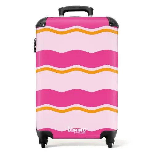 Golvende strepen in roze en oranje NBS - Handbagage koffer - Kinderen Unisex middel -productfoto_recht