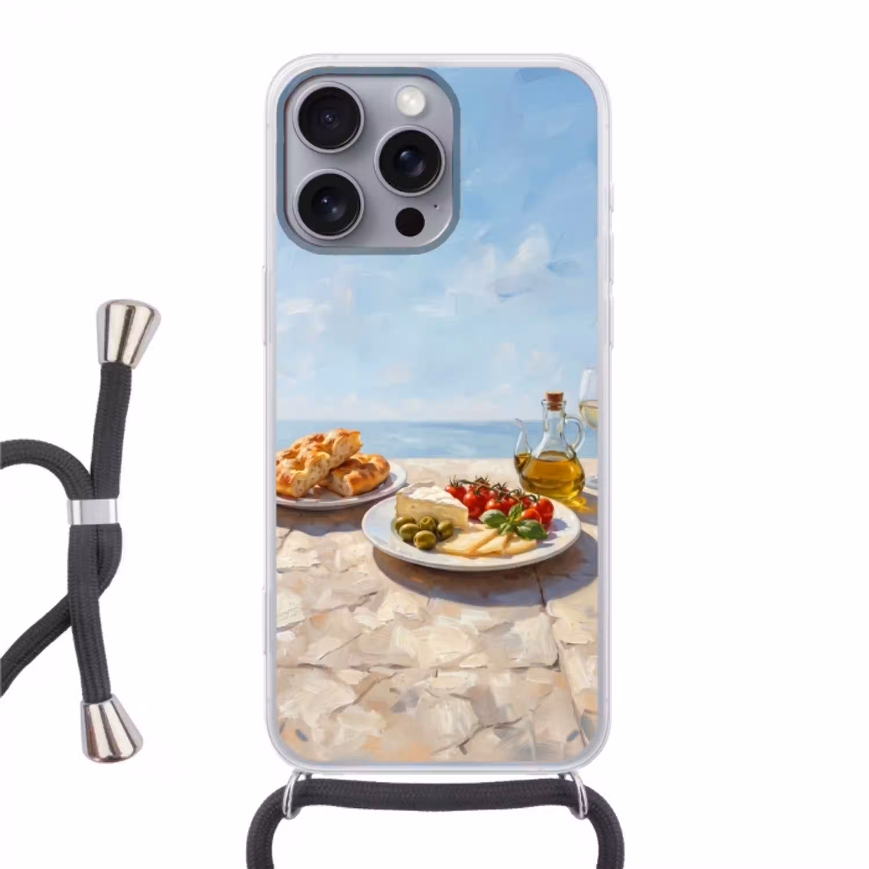 Eten - Middellandse Zee - Natuur - Geschilderd Hoesje iPhone 16 Pro Max met koord klein -3d