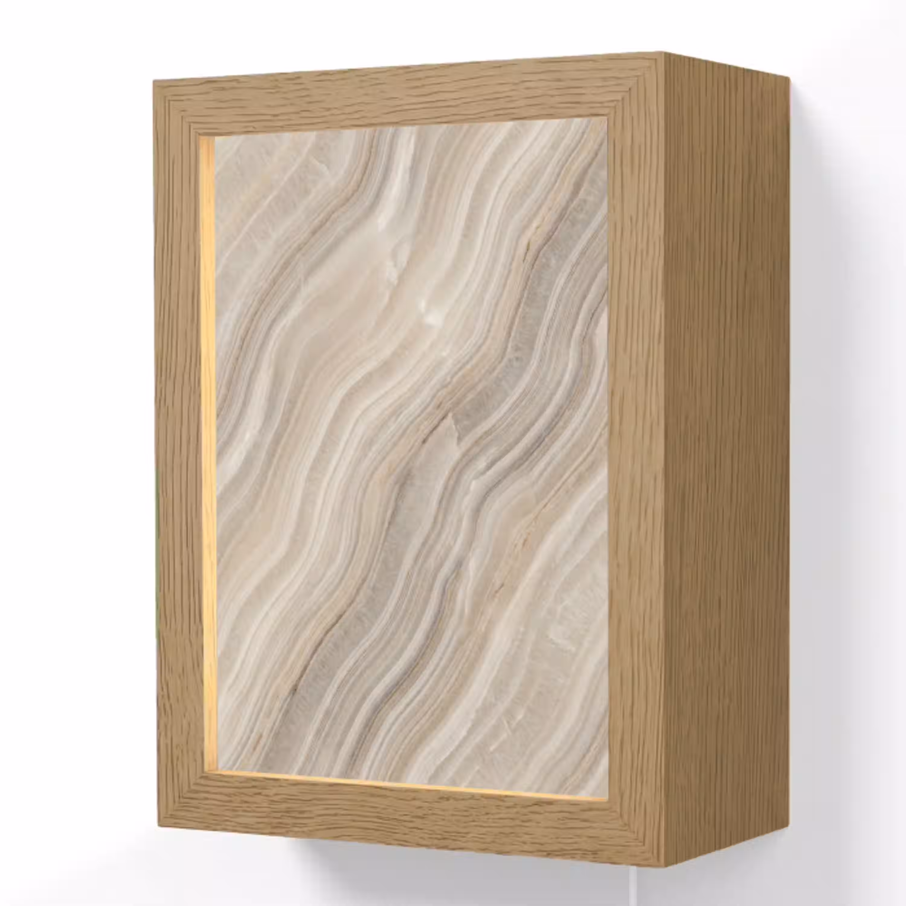 Textuur - Golvend - Abstract - Modern - Beige Light Box met kabel (Wandlamp) klein -3d