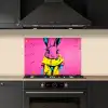 Konijn - Felroze - Sjaal - Abstract keuken achterwand spatscherm klein -sfeer1