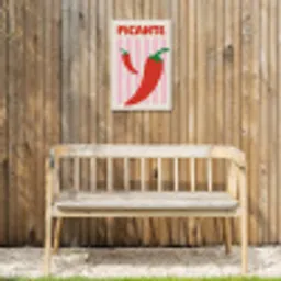 Pittig - Pepers - Rood Tuinposter op houten frame 2 cm dik klein -sfeer4