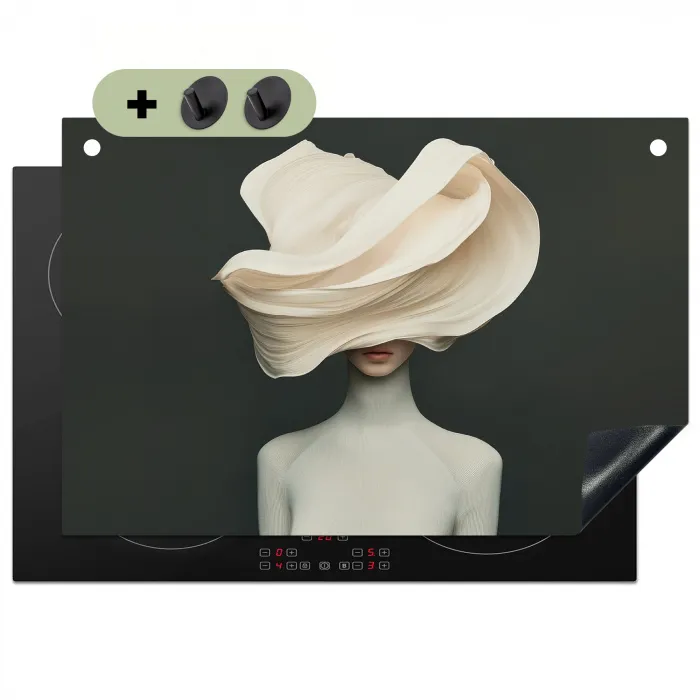 Vrouw - Beige - hoed Inductie beschemer met haakjes klein -3d