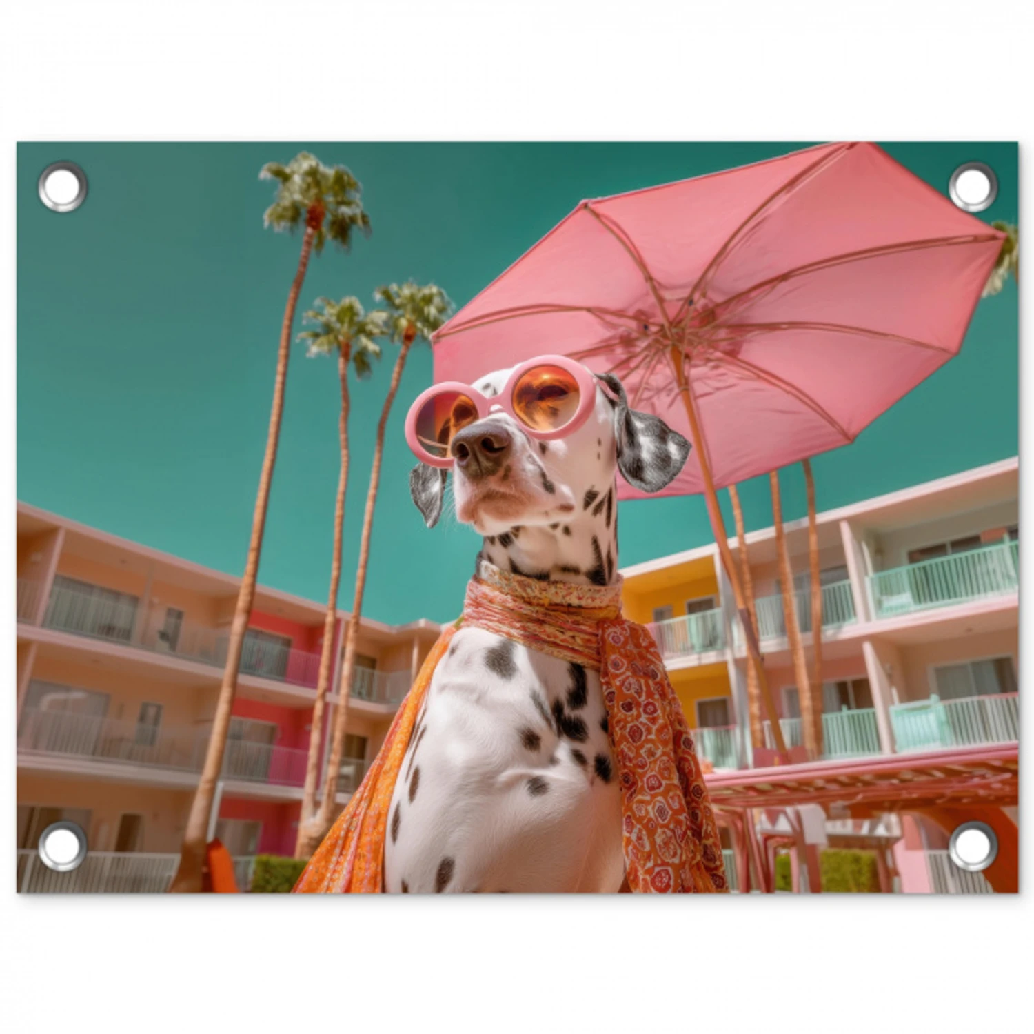 Dalmatiër - Zonnebril - Parasol - Roze tuinposter los doek klein -3d