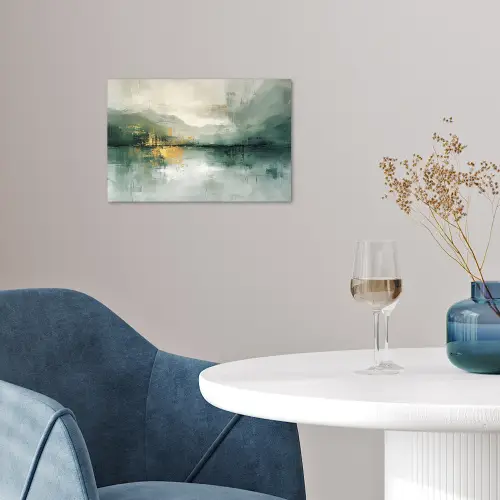 Groen - Modern - Abstract - Goud poster papier klein -sfeer3