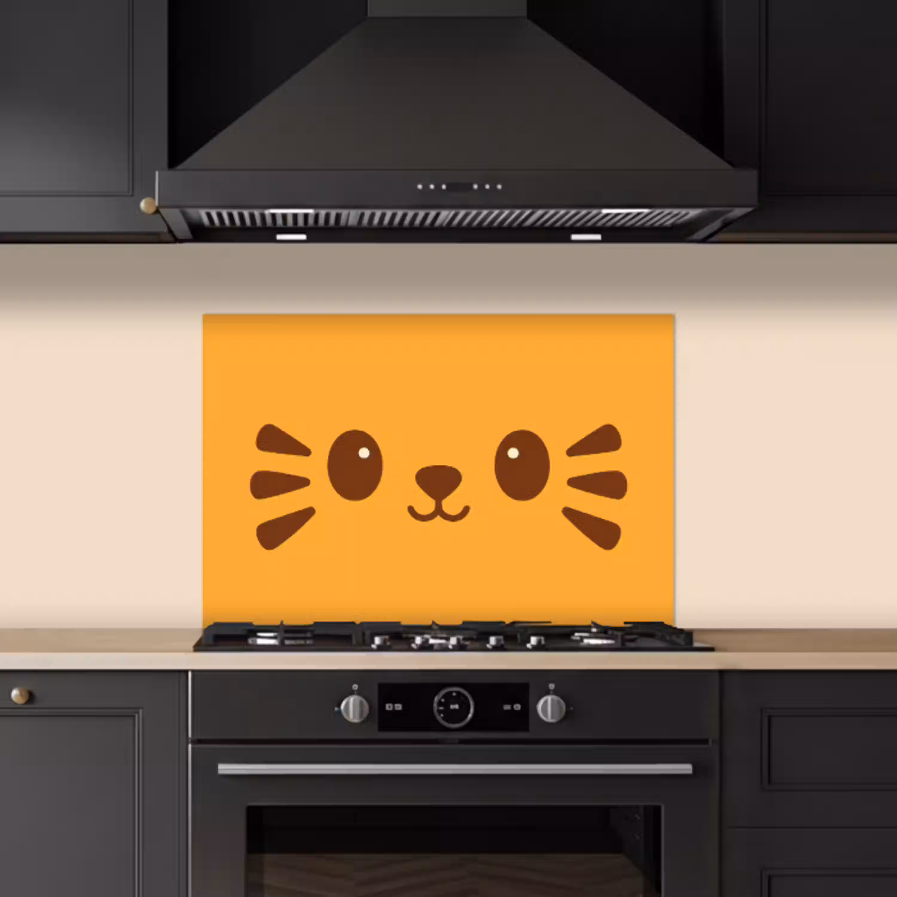 Kat - Simplistisch - Oranje - Vrolijk keuken achterwand spatscherm klein -sfeer1