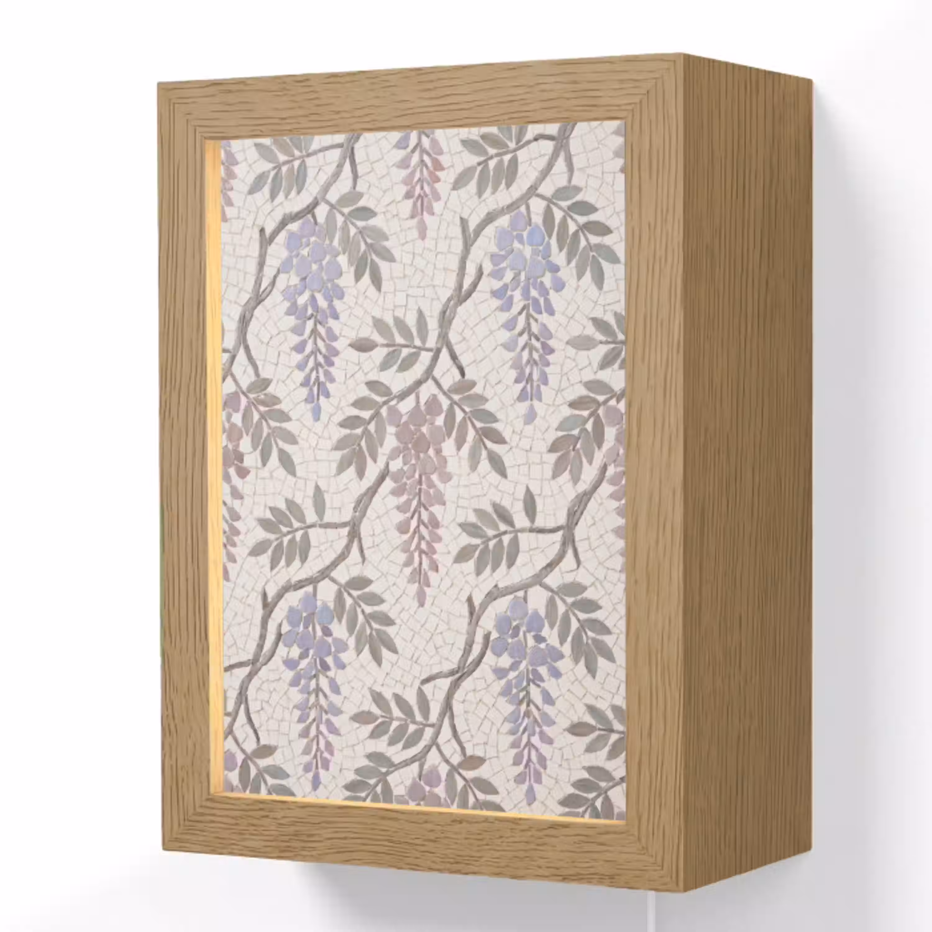 Bloemen - Mozaïek - Natuur - Patroon - Paars Light Box met kabel (Wandlamp) klein -3d
