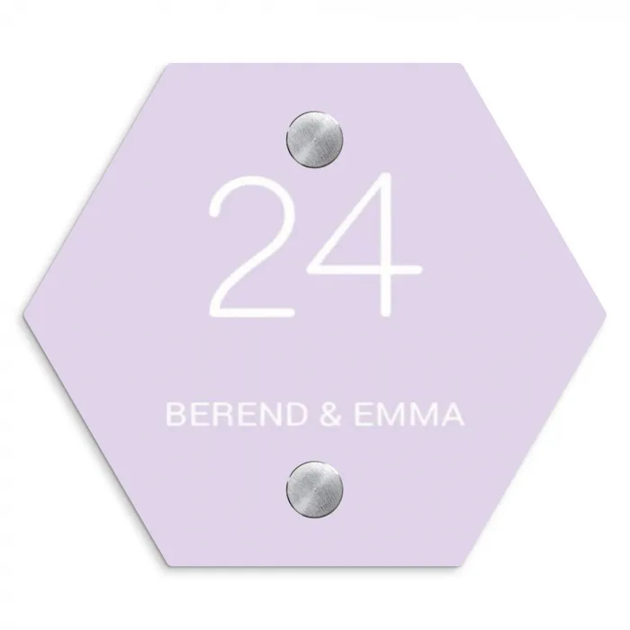 Lila - Klassiek Naambord Hexagon klein -3d
