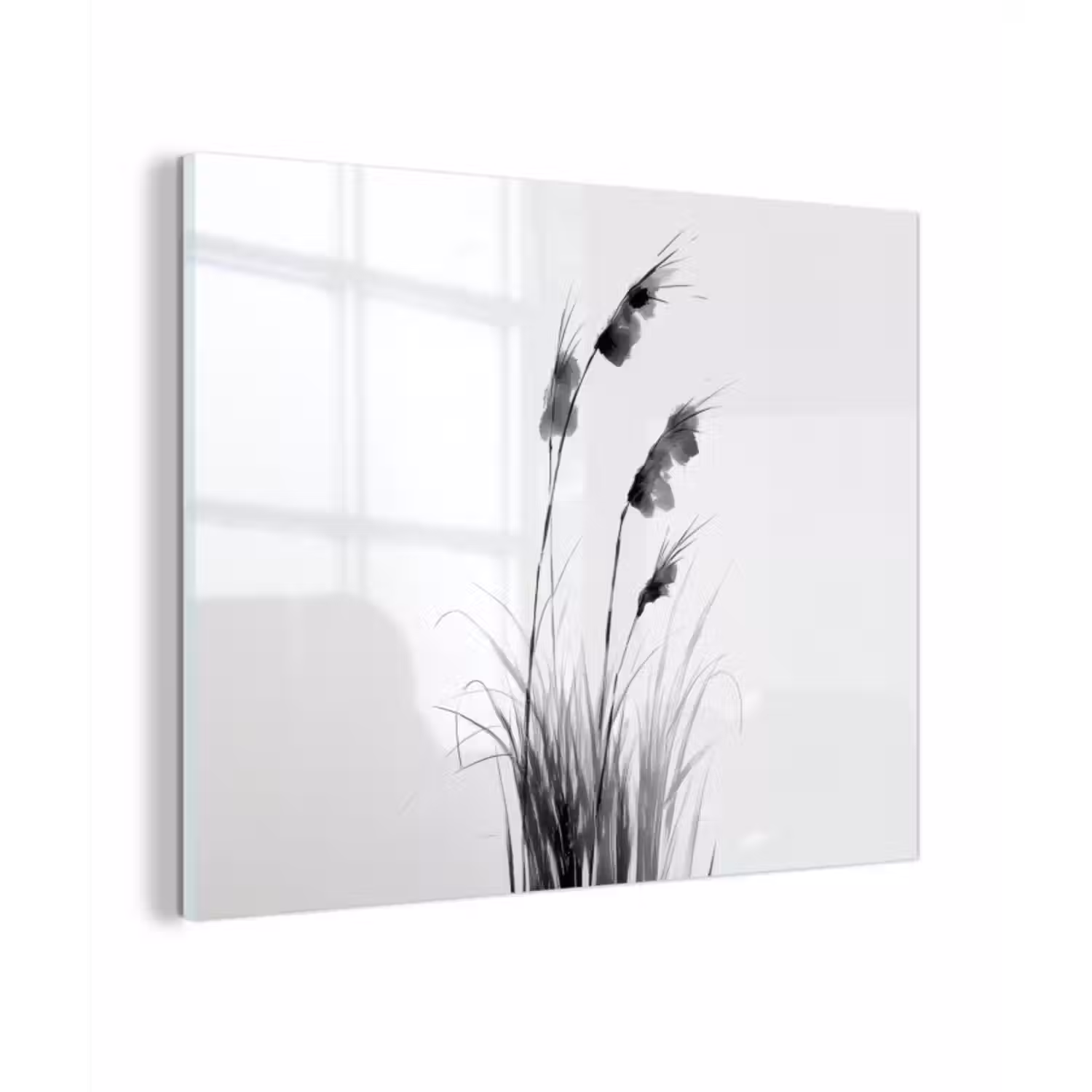 Glas schilderij - Minimalistisch - Stelen - Wit