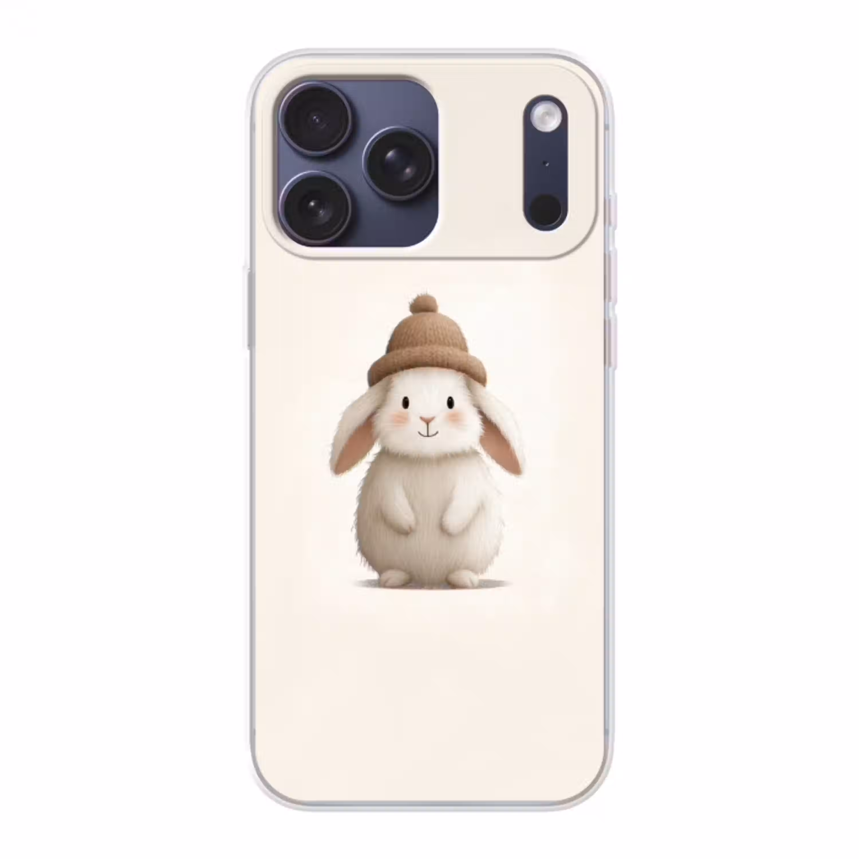 Konijn - Muts - Oren - Beige Telefoonhoesje iPhone 17 Pro Max klein -3d
