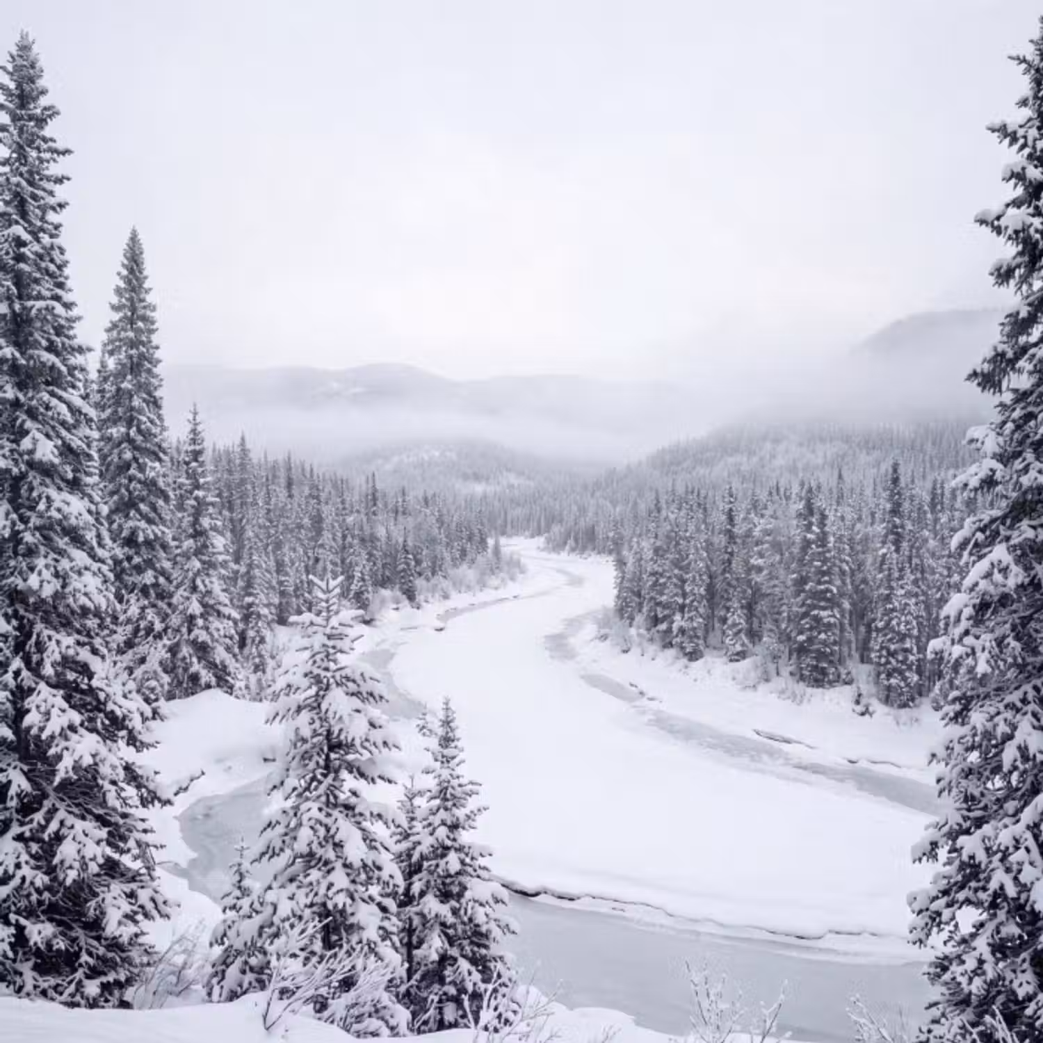 Behang - Rivier - Bevroren - Landschap - Winter