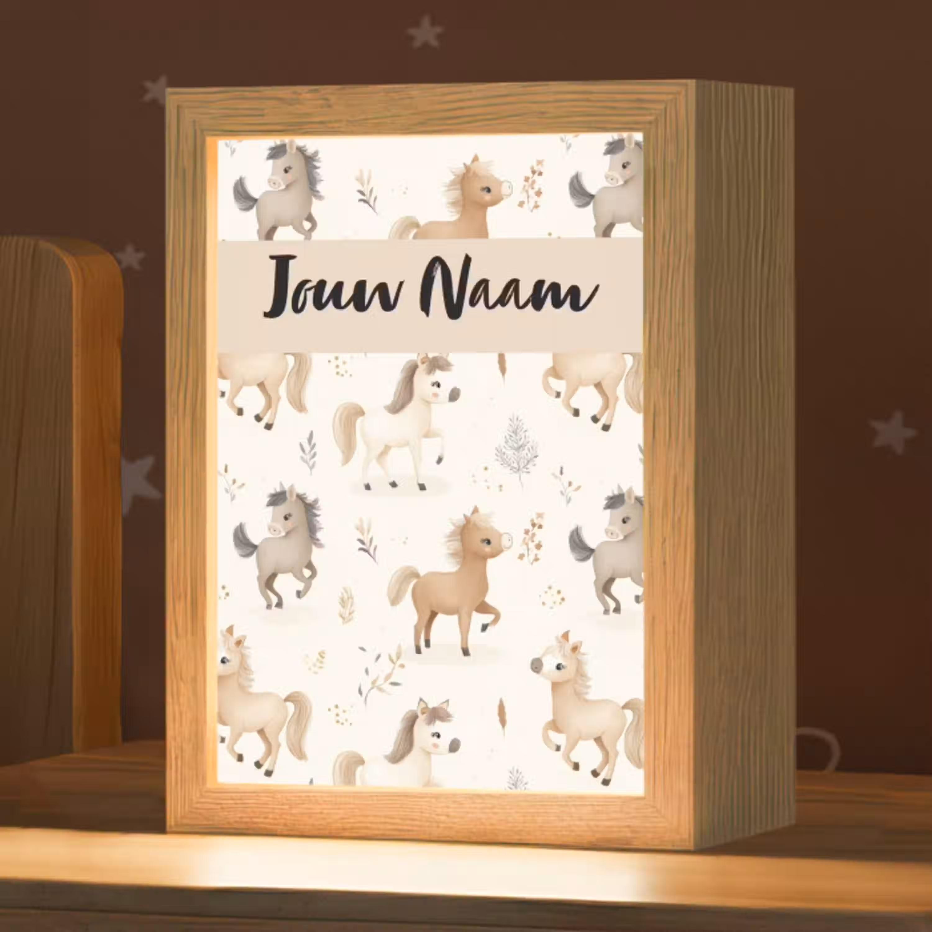 Veulens - Paard - Patroon - Beige Light Box met kabel (Kinderlampje) klein -zzz_3d_website