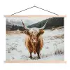 Schotse Hooglander - Landschap - Sneeuw - Bergen - Winter textielposter latten blank klein -3d