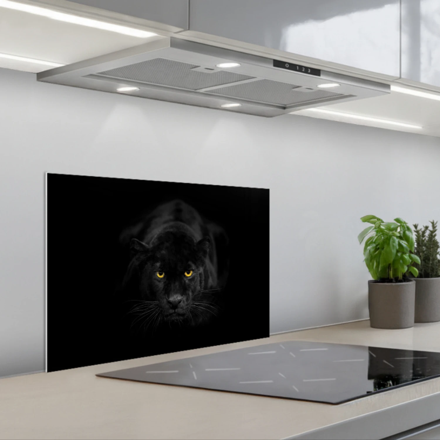 Panter - Dieren - Zwart - Ogen keuken achterwand spatscherm klein -3d_schuin
