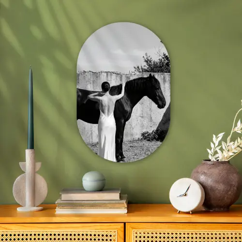 Vrouw - Paard - Artistiek Wandcirkel Ovaal Forex klein -sfeer2